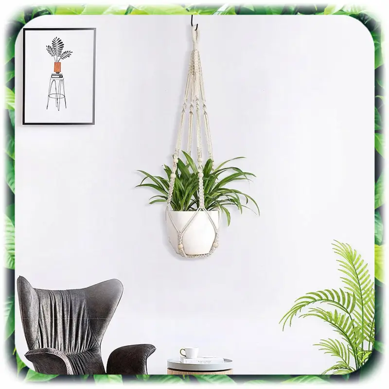 3x KWIETNIK WISZĄCY BOHO MAKRAMA ZE SZNURKA NA DONICZKĘ KWIATY BALKON 90cm