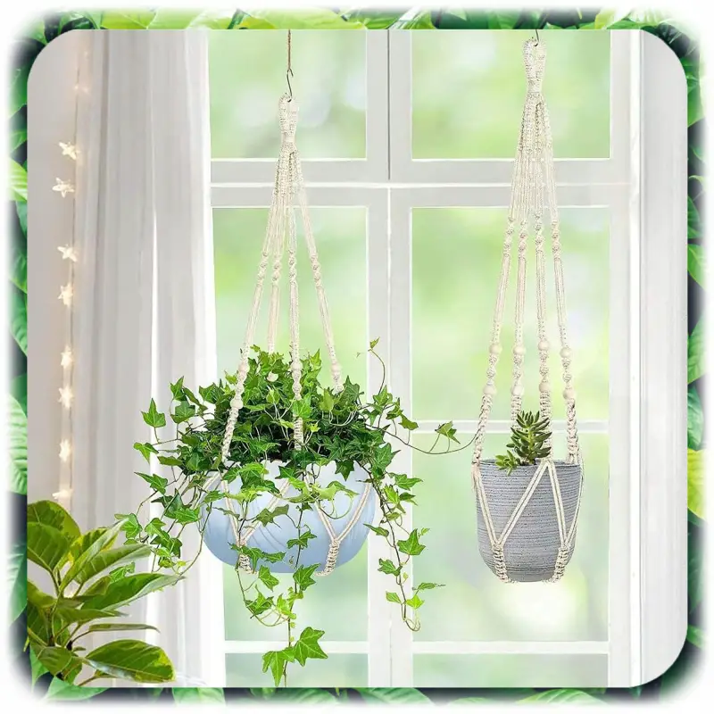 3x KWIETNIK WISZĄCY BOHO MAKRAMA ZE SZNURKA NA DONICZKĘ KWIATY BALKON 90cm