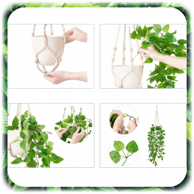 3x KWIETNIK WISZĄCY BOHO MAKRAMA ZE SZNURKA NA DONICZKĘ KWIATY BALKON 90cm