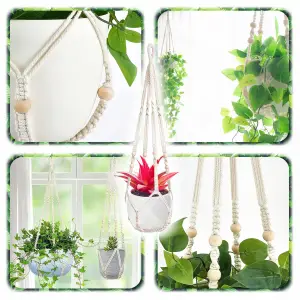 3x KWIETNIK WISZĄCY BOHO MAKRAMA ZE SZNURKA NA DONICZKĘ KWIATY BALKON 90cm