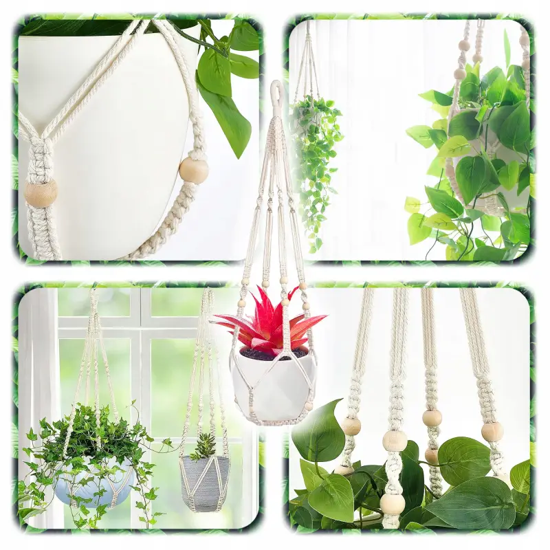 3x KWIETNIK WISZĄCY BOHO MAKRAMA ZE SZNURKA NA DONICZKĘ KWIATY BALKON 90cm