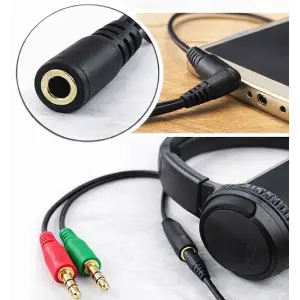 KABEL ADAPTER JACK 3,5 MM AUDIO 20 CM ROZDZIELACZ SŁUCHAWEK DO TELEFONU