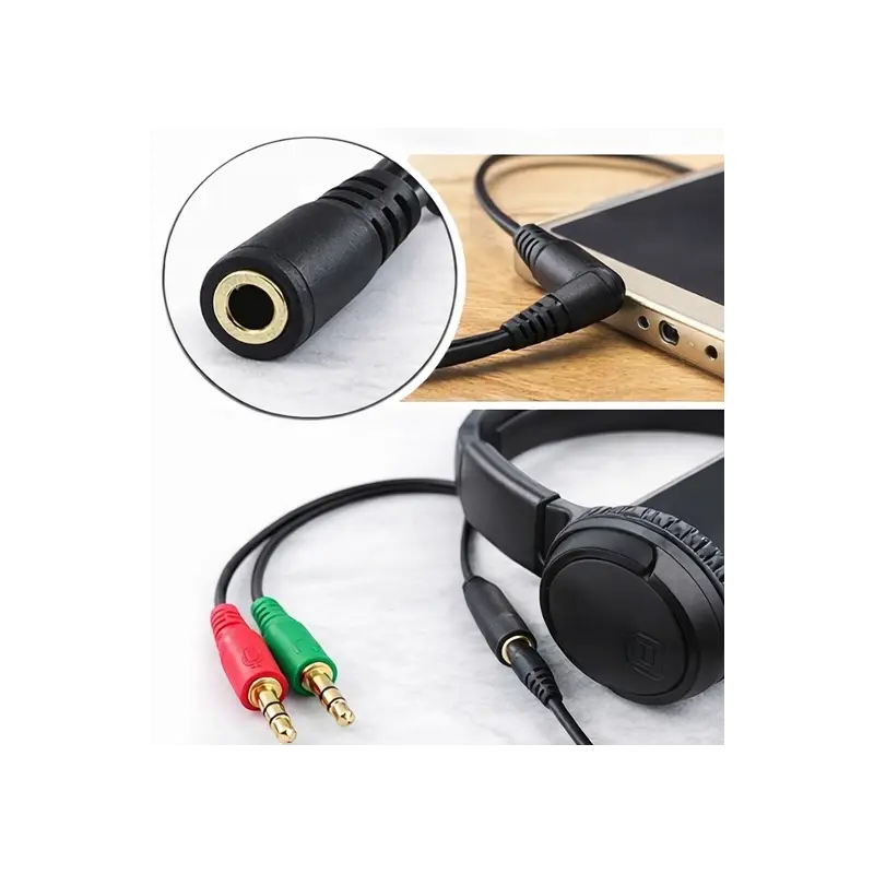 KABEL ADAPTER JACK 3,5 MM AUDIO 20 CM ROZDZIELACZ SŁUCHAWEK DO TELEFONU
