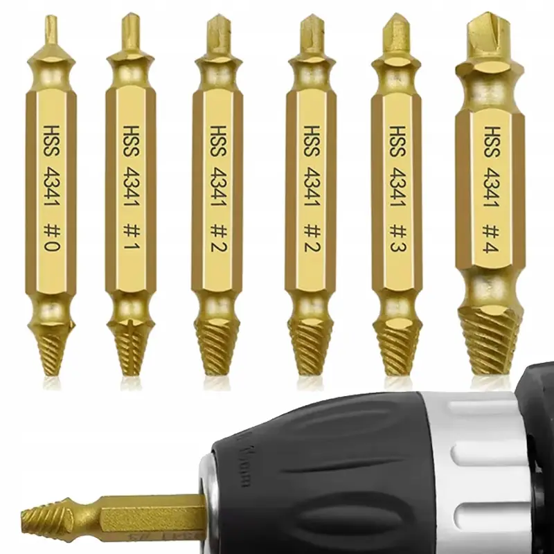 WYKRĘTAKI DO URWANYCH ZERWANYCH ŚRUB SZPILEK WKRĘTÓW 6szt ZESTAW + ETUI