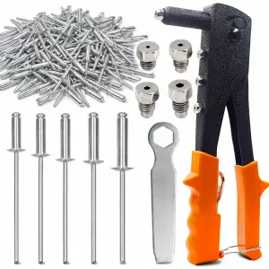 NITOWNICA DO NITÓW RĘCZNA BOCZNA 120x NITY MIX PISTOLET + 4 KOŃCÓWKI DYSZE