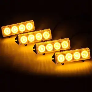 4x STROBOSKOPOWA LAMPA LED POMARAŃCZOWA POMOC LAWETA 12-24V KOGUT Z PILOTEM