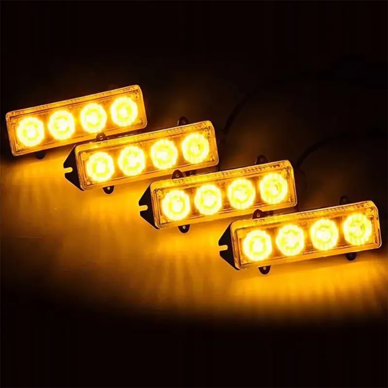 4x STROBOSKOPOWA LAMPA LED POMARAŃCZOWA POMOC LAWETA 12-24V KOGUT Z PILOTEM