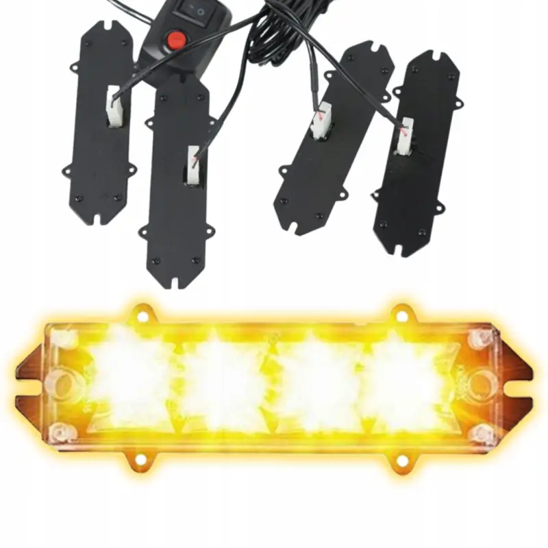 4x STROBOSKOPOWA LAMPA LED POMARAŃCZOWA POMOC LAWETA 12-24V KOGUT Z PILOTEM