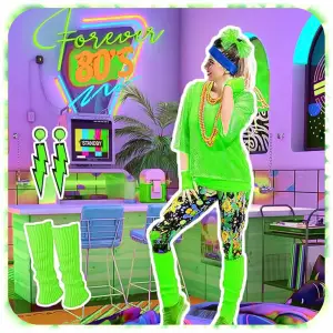 ZIELONY STRÓJ PRZEBRANIE DISCO LATA 80 90 RETRO ZESTAW 8w1 NA KARNAWAŁ