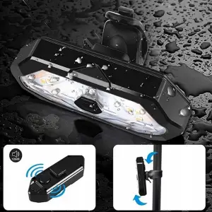 3w1 KIERUNKOWSKAZY ROWEROWE KLAKSON 120dB LAMPKA ROWEROWA TYŁ LED USB+PILOT