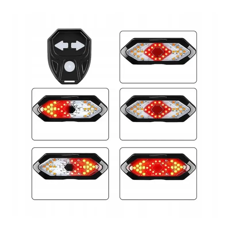3w1 KIERUNKOWSKAZY ROWEROWE KLAKSON 120dB LAMPKA ROWEROWA TYŁ LED USB+PILOT