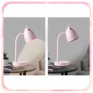 LAMPKA BIURKOWA DLA DZIECKA DZIECI KOTEK LAMPA OZDOBNA SZKOLNA METAL RÓŻOWA