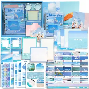 NAKLEJKI ZESTAW DO SCRAPBOOKINGU OZDOBNE NOTES 155 ELEMENTÓW DEKORACYJNE