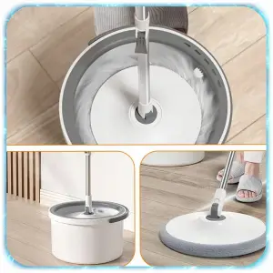 ZESTAW MOP OBROTOWY TURBO PŁASKI + WIADRO Z WYCISKACZEM 6 NAKŁADEK WKŁADÓW