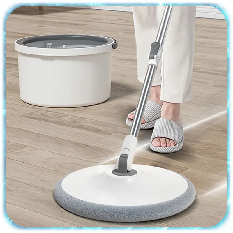 ZESTAW MOP OBROTOWY TURBO PŁASKI + WIADRO Z WYCISKACZEM 6 NAKŁADEK WKŁADÓW