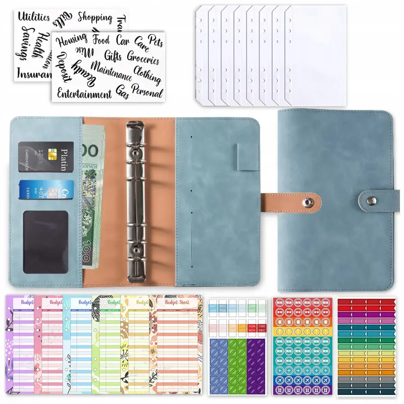 PLANER BUDŻETOWY SEGREGATOR BINDER A6 ORGANIZER OSZCZĘDNIK NOTES NIEBIESKI