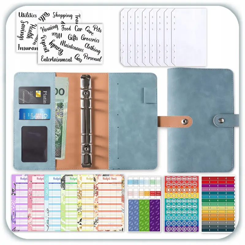 PLANER BUDŻETOWY SEGREGATOR BINDER A6 ORGANIZER OSZCZĘDNIK NOTES NIEBIESKI