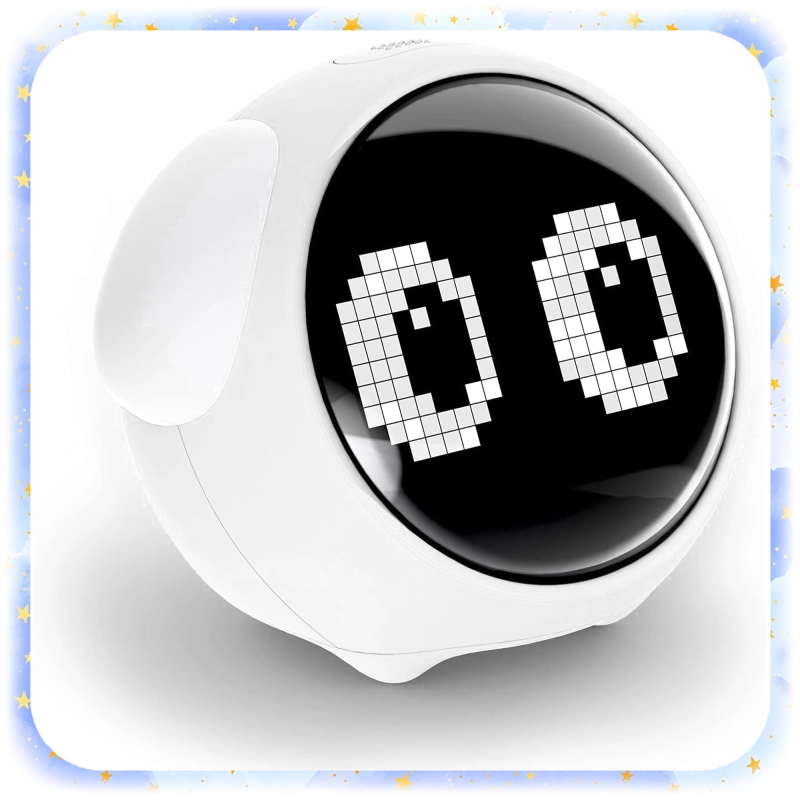 ZEGAR BUDZIK DLA DZIECI EMOJI LAMPKA NOCNA LED AKUMULATOR EMOTIKONY ALARM