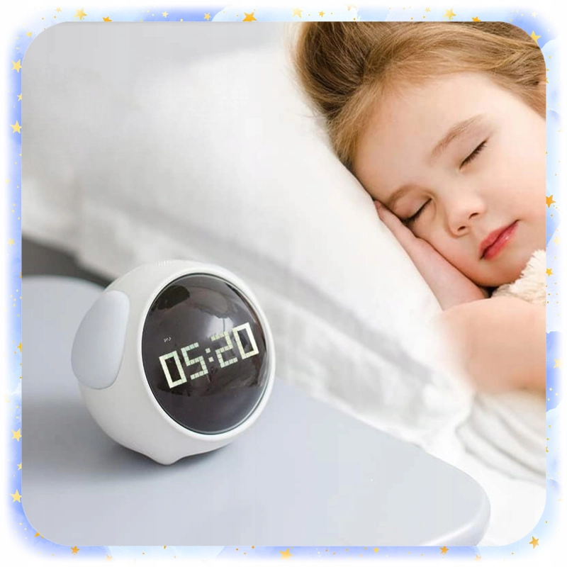 ZEGAR BUDZIK DLA DZIECI EMOJI LAMPKA NOCNA LED AKUMULATOR EMOTIKONY ALARM