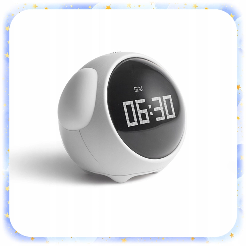ZEGAR BUDZIK DLA DZIECI EMOJI LAMPKA NOCNA LED AKUMULATOR EMOTIKONY ALARM