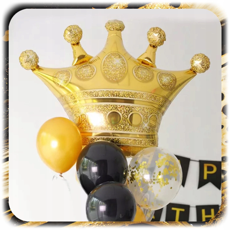 GIRLANDA BALONOWA BALONY URODZINY HAPPY BIRTHDAY ZŁOTY CZARNY ZESTAW 141EL