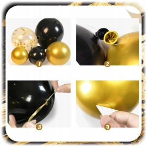 GIRLANDA BALONOWA BALONY URODZINY HAPPY BIRTHDAY ZŁOTY CZARNY ZESTAW 141EL