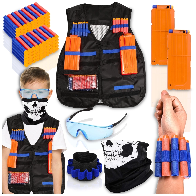 NAJWIĘKSZY ZESTAW 146EL do Nerf Kamizelka Taktyczna Magazynki 140x Strzałki