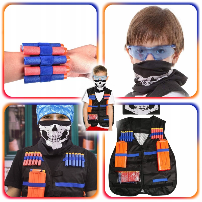 NAJWIĘKSZY ZESTAW 146EL do Nerf Kamizelka Taktyczna Magazynki 140x Strzałki