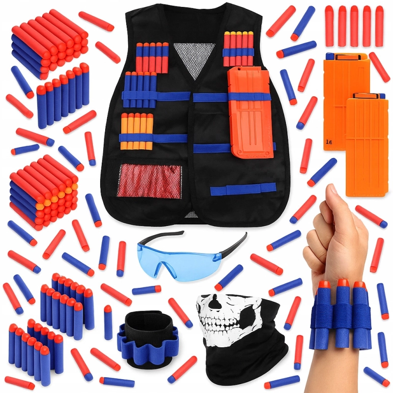 NAJWIĘKSZY ZESTAW 146EL do Nerf Kamizelka Taktyczna Magazynki 140x Strzałki