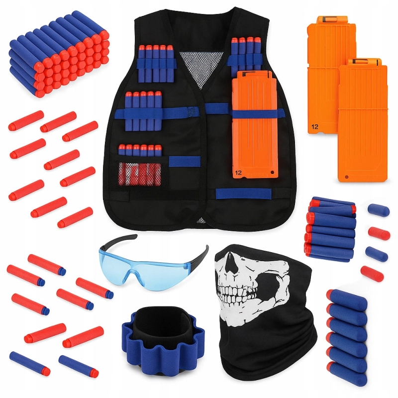 NAJWIĘKSZY ZESTAW 146EL do Nerf Kamizelka Taktyczna Magazynki 140x Strzałki