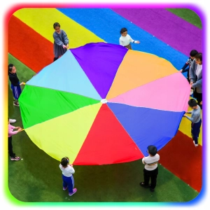 CHUSTA ANIMACYJNA PROFESJONALNA SPADOCHRON ANIMACYJNY DLA DZIECI 16UCHWYTÓW