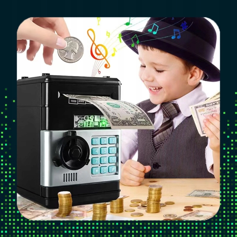 SKARBONKA SEJF ELEKTRONICZNY BANKOMAT KOD PIN NA MONETY BANKNOTY DLA DZIECI