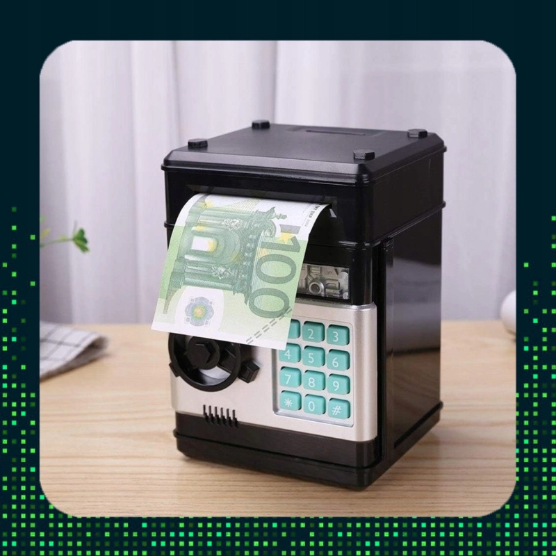 SKARBONKA SEJF ELEKTRONICZNY BANKOMAT KOD PIN NA MONETY BANKNOTY DLA DZIECI