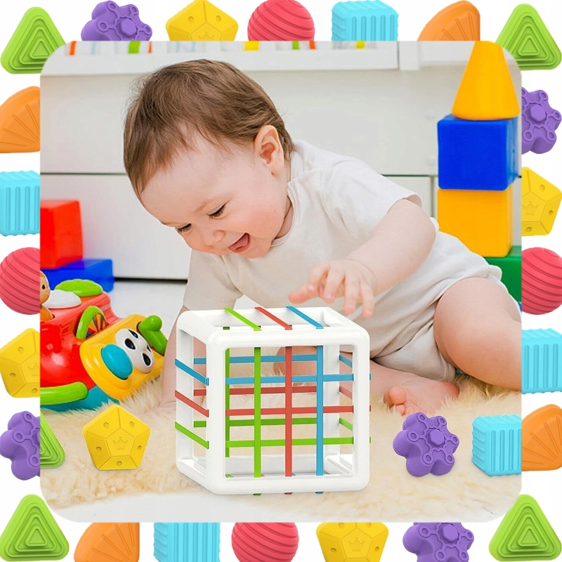SORTER KLOCKÓW KOLOROWA KOSTKA SENSORYCZNA ELASTYCZNA PREZENT DLA DZIECKA