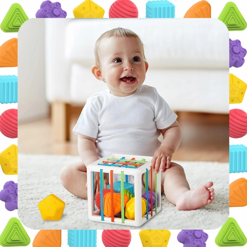 SORTER KLOCKÓW KOLOROWA KOSTKA SENSORYCZNA ELASTYCZNA PREZENT DLA DZIECKA
