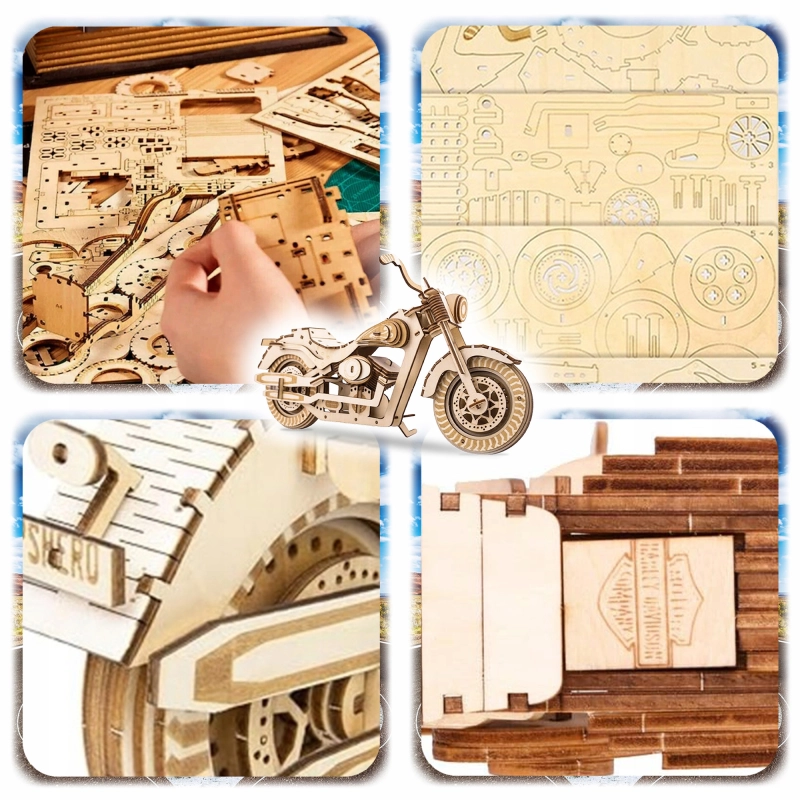 158EL DREWNIANE PUZZLE KONSTUKCYJNE 3D MOTOCYKL HARLEY DAVIDSON PREZENT