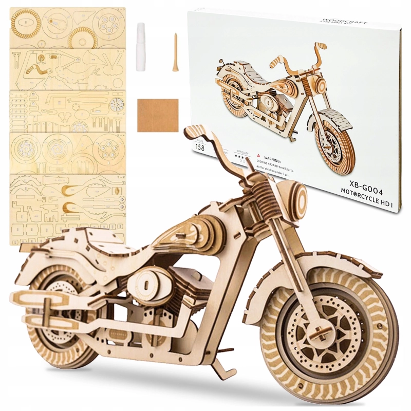 158EL DREWNIANE PUZZLE KONSTUKCYJNE 3D MOTOCYKL HARLEY DAVIDSON PREZENT