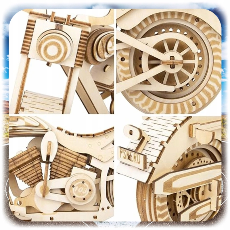 158EL DREWNIANE PUZZLE KONSTUKCYJNE 3D MOTOCYKL HARLEY DAVIDSON PREZENT