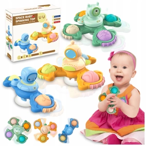 3x FIDGET SPINNER ZABAWKA DO KĄPIELI SENSORYCZNA Z PRZYSSAWKĄ ANTYSTRESOWA