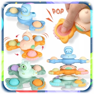 3x FIDGET SPINNER ZABAWKA DO KĄPIELI SENSORYCZNA Z PRZYSSAWKĄ ANTYSTRESOWA