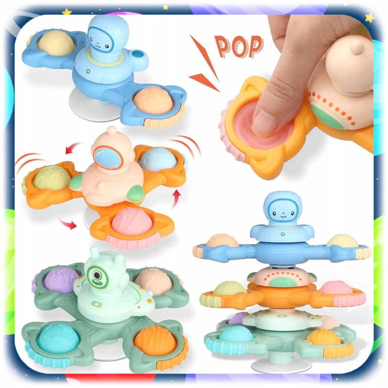 3x FIDGET SPINNER ZABAWKA DO KĄPIELI SENSORYCZNA Z PRZYSSAWKĄ ANTYSTRESOWA