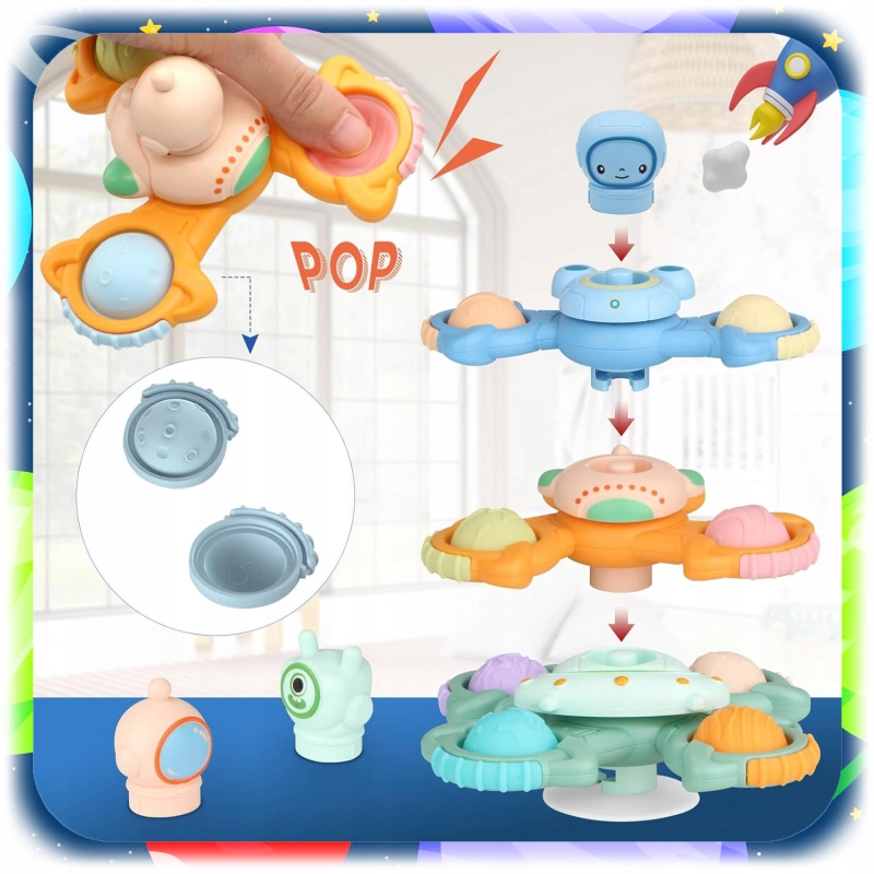 3x FIDGET SPINNER ZABAWKA DO KĄPIELI SENSORYCZNA Z PRZYSSAWKĄ ANTYSTRESOWA