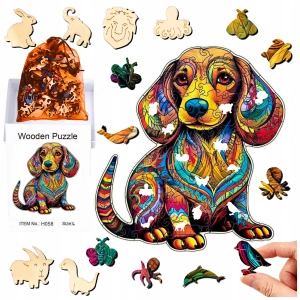 PUZZLE DREWNIANE A4 PIES DWUSTRONNE 174EL UKŁADANKA PREZENT DLA DZIECI