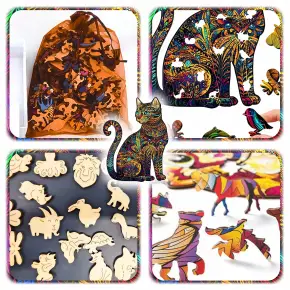 PUZZLE DREWNIANE A4 KOT KOTEK DWUSTRONNE 159EL UKŁADANKA PREZENT DLA DZIECI