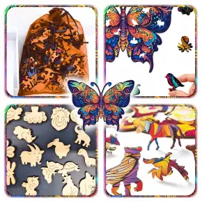 PUZZLE DREWNIANE A4 MOTYL DWUSTRONNE 164EL UKŁADANKA PREZENT DLA DZIECI