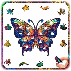 PUZZLE DREWNIANE A4 MOTYL DWUSTRONNE 164EL UKŁADANKA PREZENT DLA DZIECI