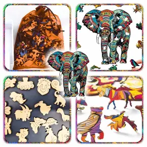 PUZZLE DREWNIANE A4 SŁOŃ DWUSTRONNE 149 EL UKŁADANKA DLA DZIECI PREZENT