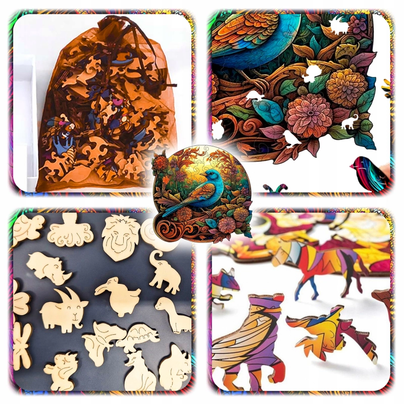 PUZZLE DREWNIANE A4 PTAK DWUSTRONNE 158 EL UKŁADANKA DLA DZIECI PREZENT