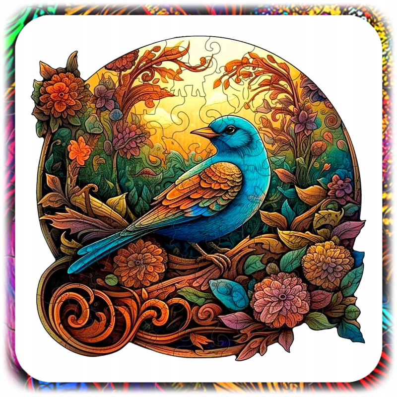 PUZZLE DREWNIANE A4 PTAK DWUSTRONNE 158 EL UKŁADANKA DLA DZIECI PREZENT