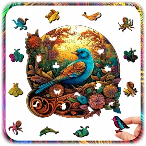 PUZZLE DREWNIANE A4 PTAK DWUSTRONNE 158 EL UKŁADANKA DLA DZIECI PREZENT